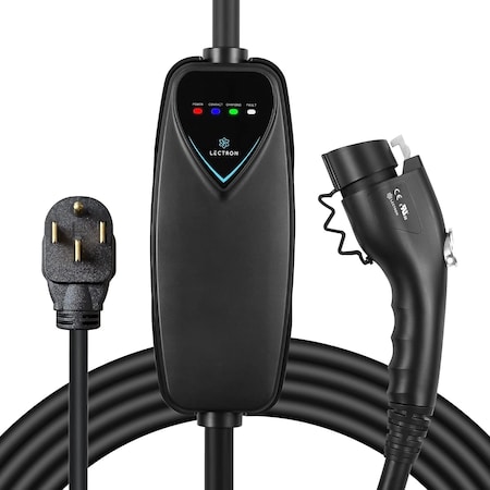 Lectron Level 2 EV Charger - ETL Certified, 240V, 40 Amp, NEMA 14-50 Plug, 16 ft Extension Cord LECHG14-50-40ABLKUS